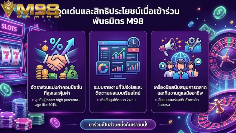 จุดเด่นและสิทธิประโยชน์เมื่อเข้าร่วม พันธมิตร M98