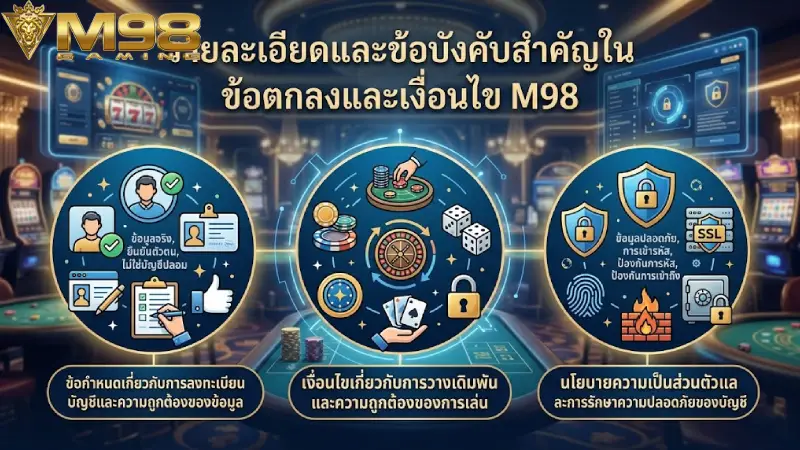 รายละเอียดและข้อบังคับสำคัญใน ข้อตกลงและเงื่อนไข M98